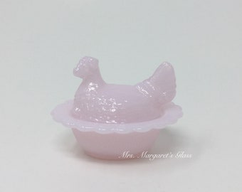 Mosser Glass Miniature Crown Tuscan Pink Hen On Nest