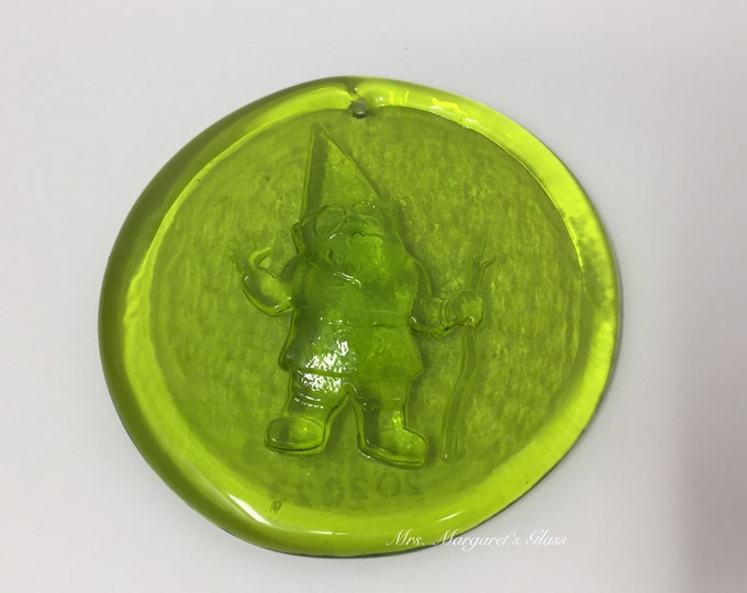 Blenko Olive Green Gnome Ornament/ Suncatcher