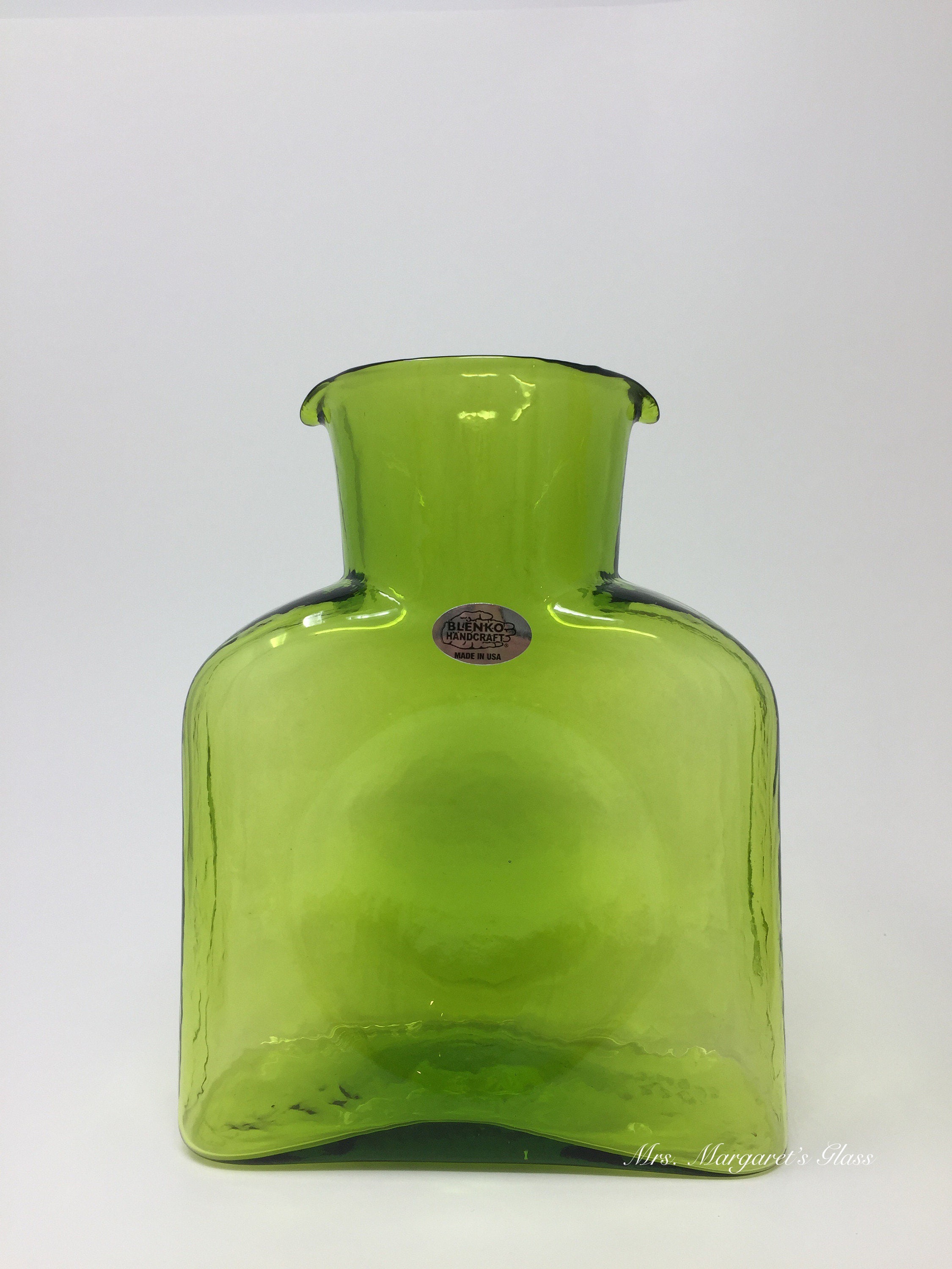 Blenko Glass Olive Green 384 Water Bottle