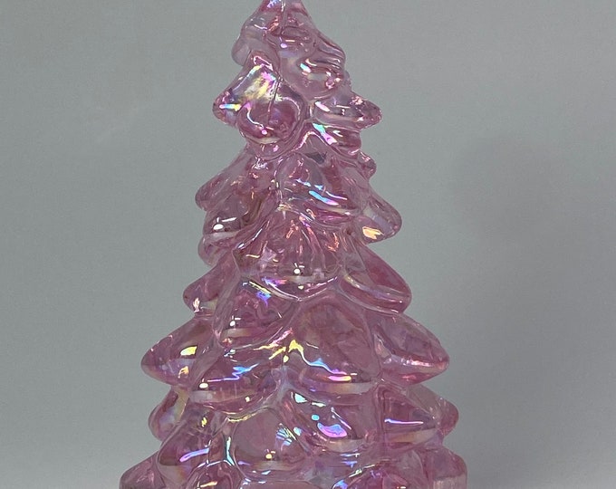Mosser Glass 5.5” Rose Pink Carnival Iridescent Christmas Tree