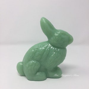 Mosser Glass Jadeite Easter Rabbit Bunny Figure