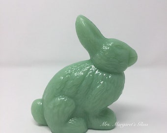 Mosser Glass Jadeite Easter Rabbit Bunny Figure