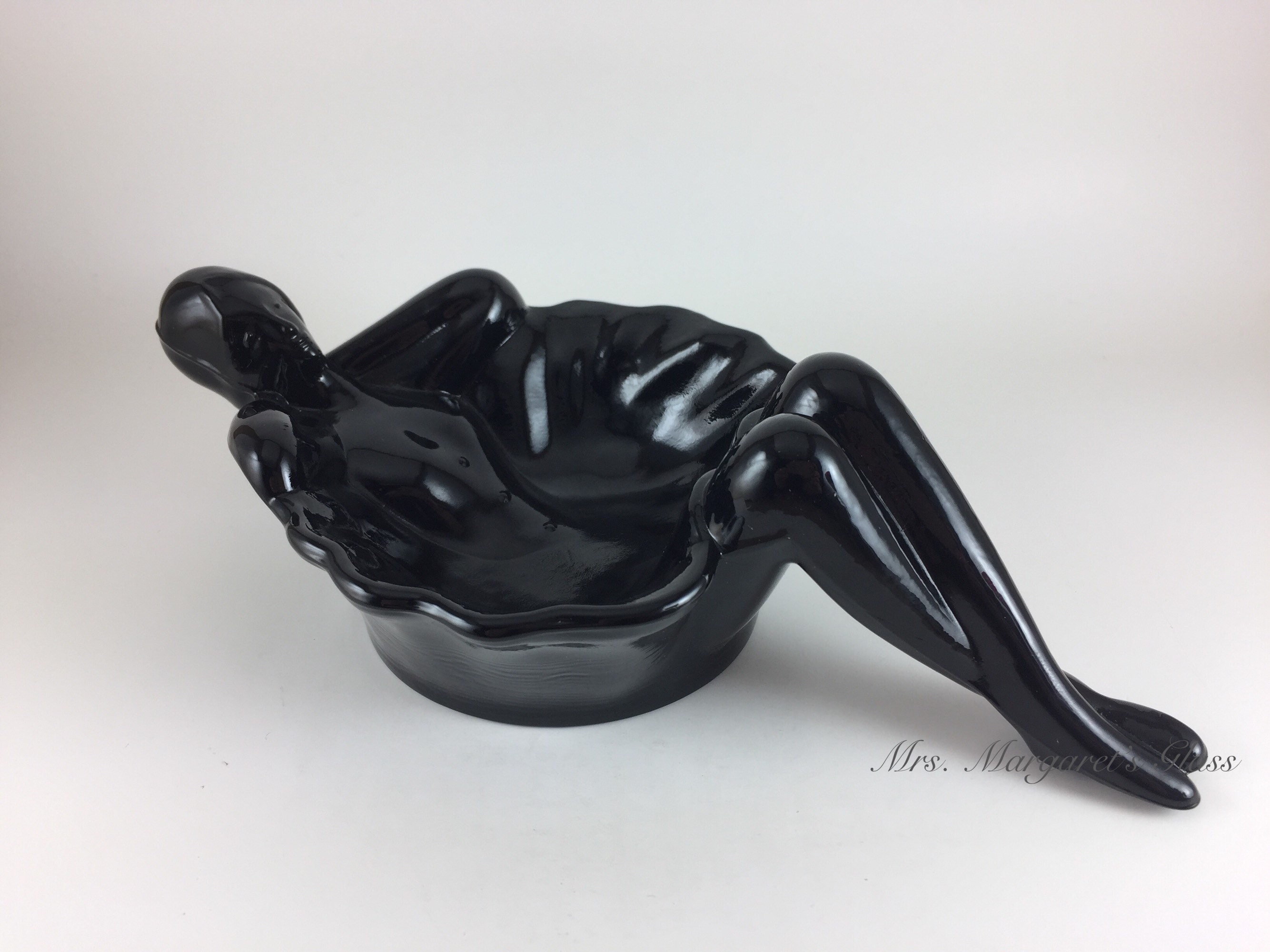 Mosser Glass Milk Black Bathing Beauty Soap Trinket Dish