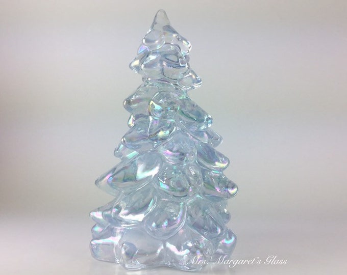 Mosser Glass 5.5” Winter Glow Carnival Iridescent Christmas Tree