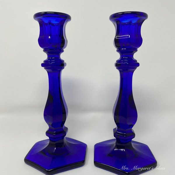Cobalt Blue Glass Candle Holder Etsy
