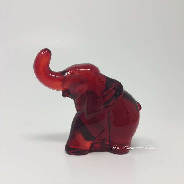 Mosser Glass Ruby Red Elephant Figure