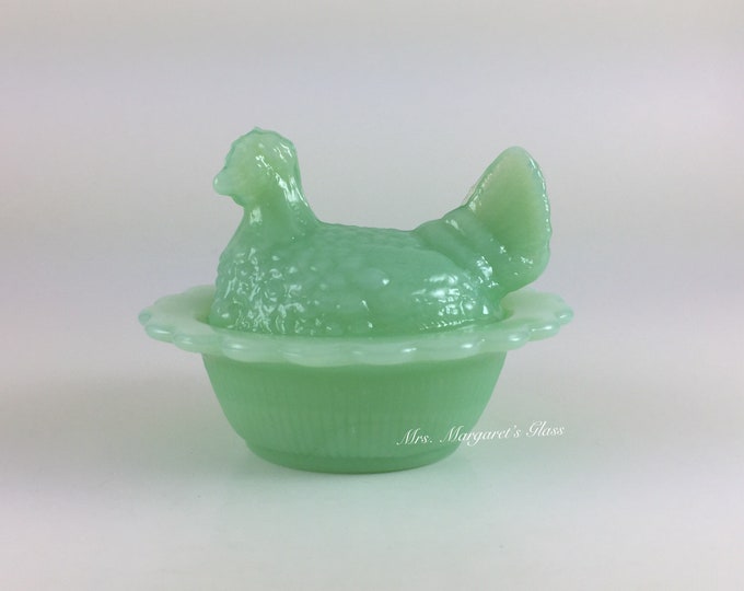 Mosser Glass Mini Jadeite Hen On Nest
