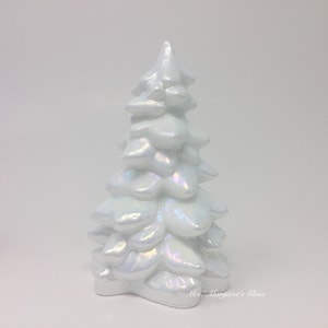 Mosser Glass Milk White 5.5” Carnival Iridescent Christmas Tree