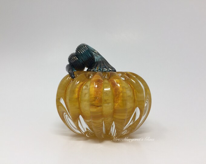 Fred Wilkerson Art Glass Blown Topaz Orange Pumpkin