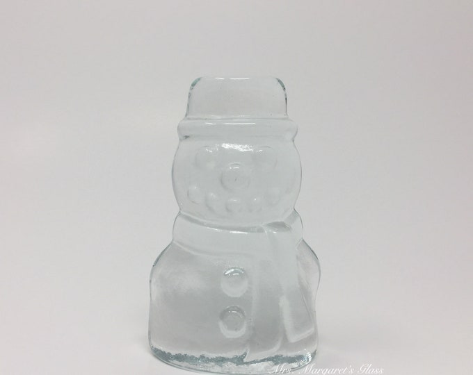Blenko Glass Crystal Clear Christmas Snowman