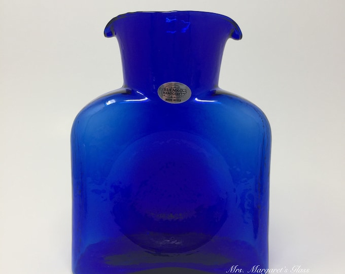 Blenko Glass Cobalt Blue 384 Water Bottle