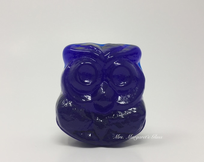 Blenko Glass Cobalt Blue Owl Critter Figurine