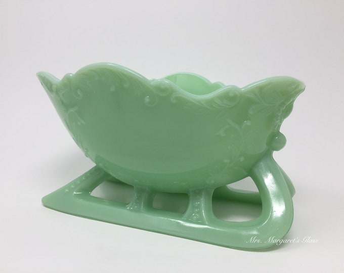 Mosser Glass Large Jadeite Christmas Sleigh