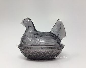 Wilkerson Glass Charcoal/ Plum Chicken Hen On Nest