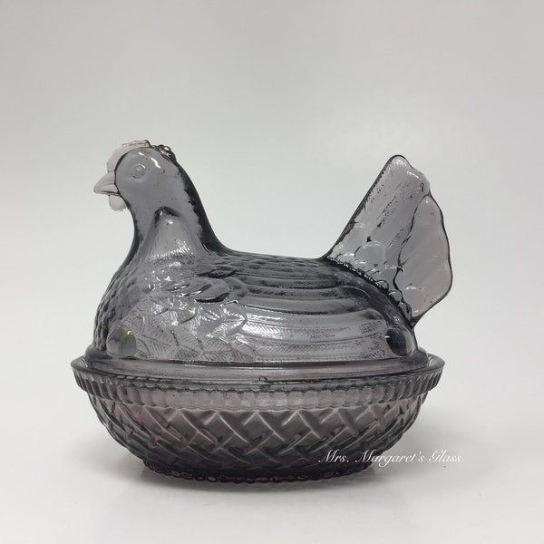 Wilkerson Glass Charcoal/ Plum Chicken Hen On Nest