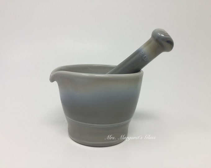 Mosser Glass 8 Ounce Marble Gray Mortar & Pestle
