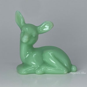 Mosser Glass Jadeite Deer Fawn Figure