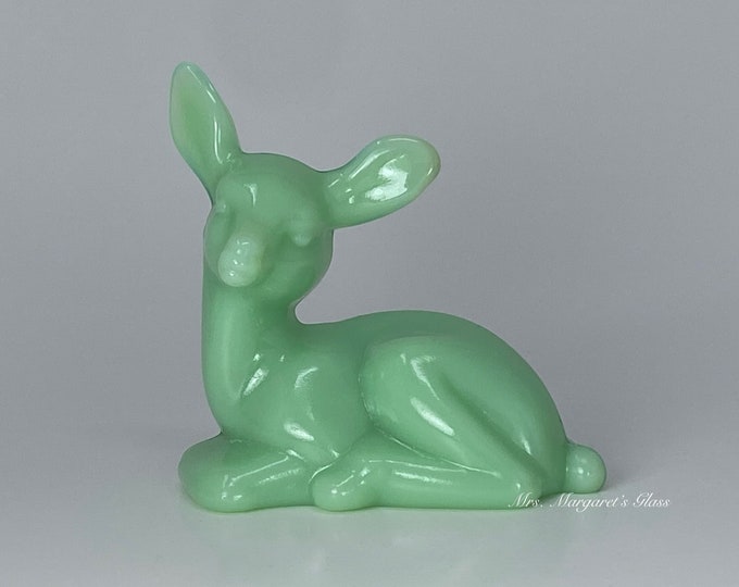 Mosser Glass Jadeite Deer Fawn Figure