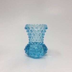 Wilkerson Glass Stardust Blue UV Glow Hobnail Toothpick Holder/ Mini Bud Vase