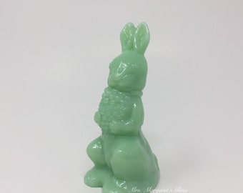 Mosser Glass Jadeite Bunny Rabbit With Basket