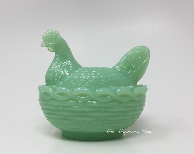 Mosser Glass 4” Jadeite Hen On Nest