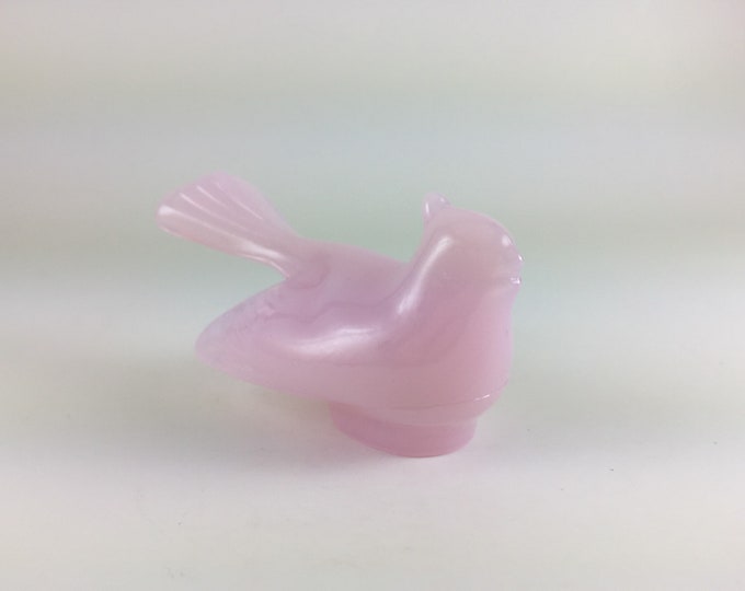 Mosser Glass Solid Pink Crown Tuscan Glass Bird