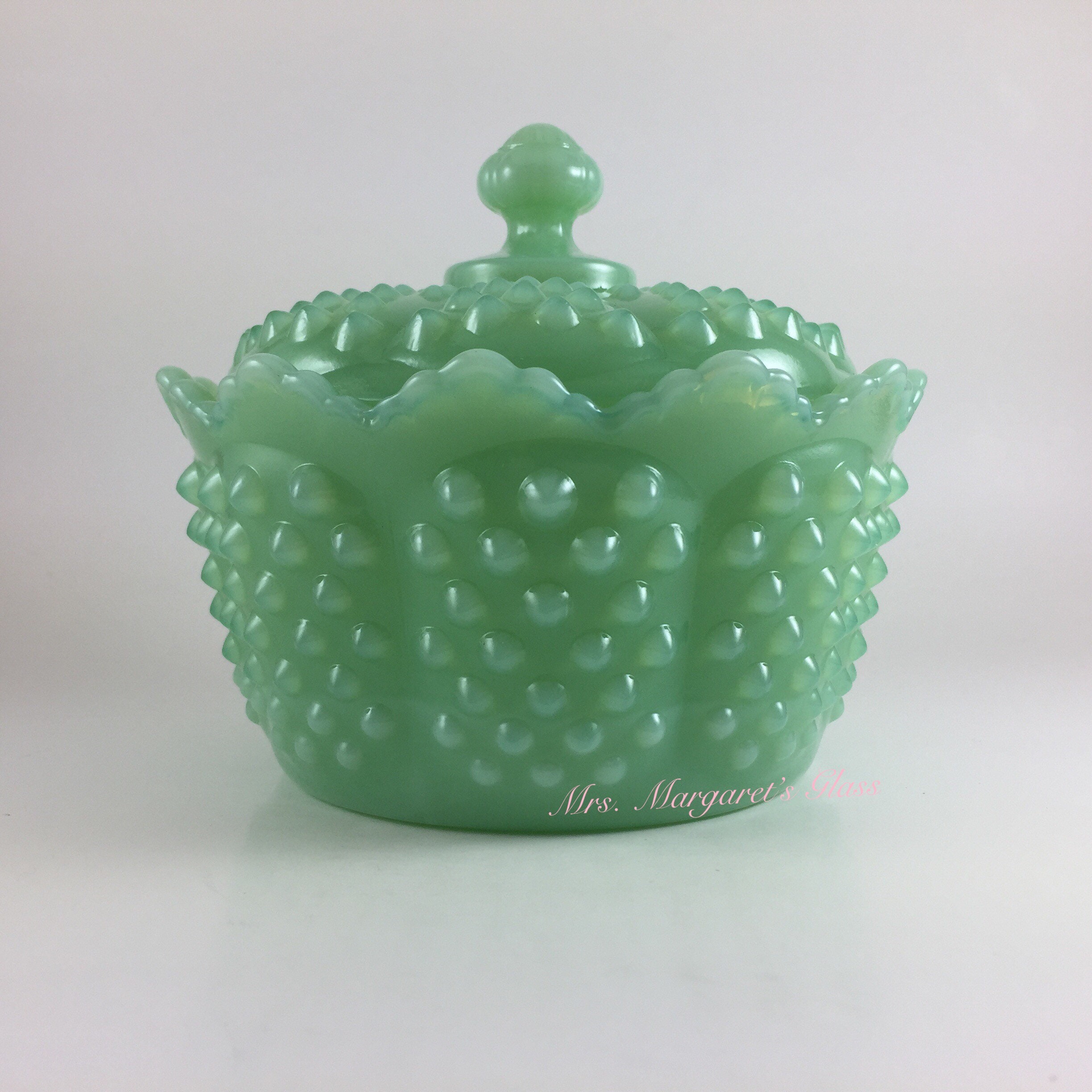 Mosser Glass Jadeite Hobnail Butter Tub/Lidded Dish