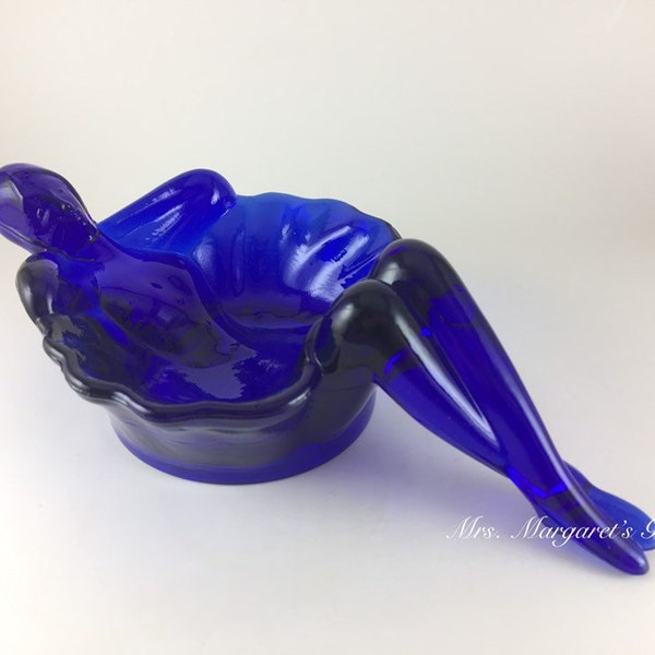 Blue Glass Soap Dish Etsy