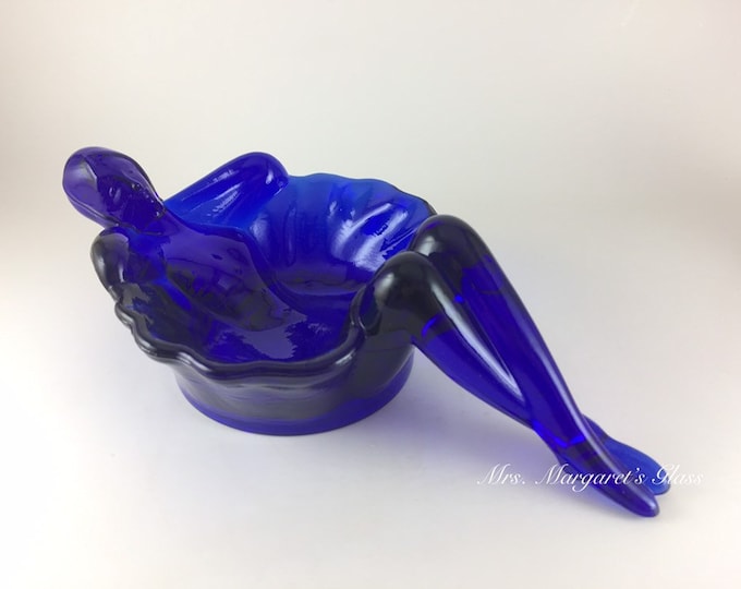 Mosser Glass Cobalt Blue Bathing Beauty Soap/ Trinket Dish
