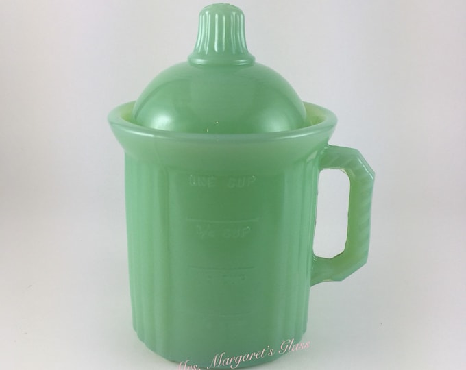 Mosser Glass Jadeite Lidded Measuring Jar