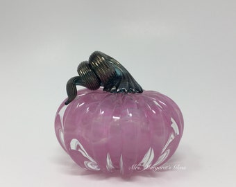 Fred Wilkerson Art Glass Blown Cotton Candy Pink Pumpkin