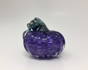 Fred Wilkerson Art Glass Blown Purple Vortex Pumpkin