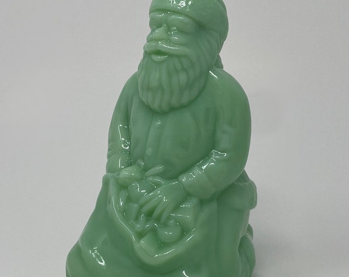 Mosser Glass Jadeite Large Kneeling St. Nicholas/ Santa Claus Figure