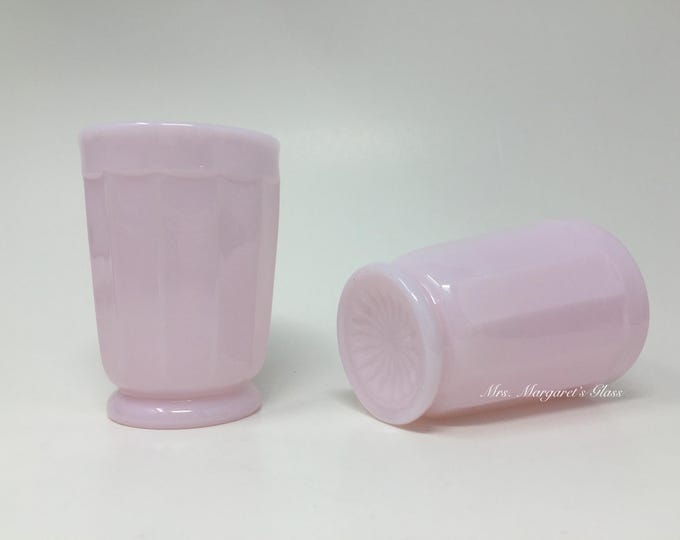 Set of Two Mosser Glass Jadeite Paneled Tumblers