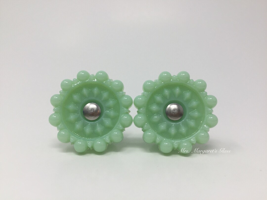 Set of Two. Mosser Glass Jadeite Drawer Pull/ Knob. Etsy