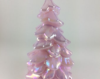 Mosser Glass 5.5" Pink Crown Tuscan Carnival Iridescent Christmas Tree