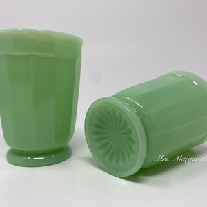 Set of Two Mosser Glass Jadeite Paneled Tumblers