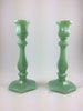 Set of Two. Mosser Glass Jadeite Candlestick Holders. 