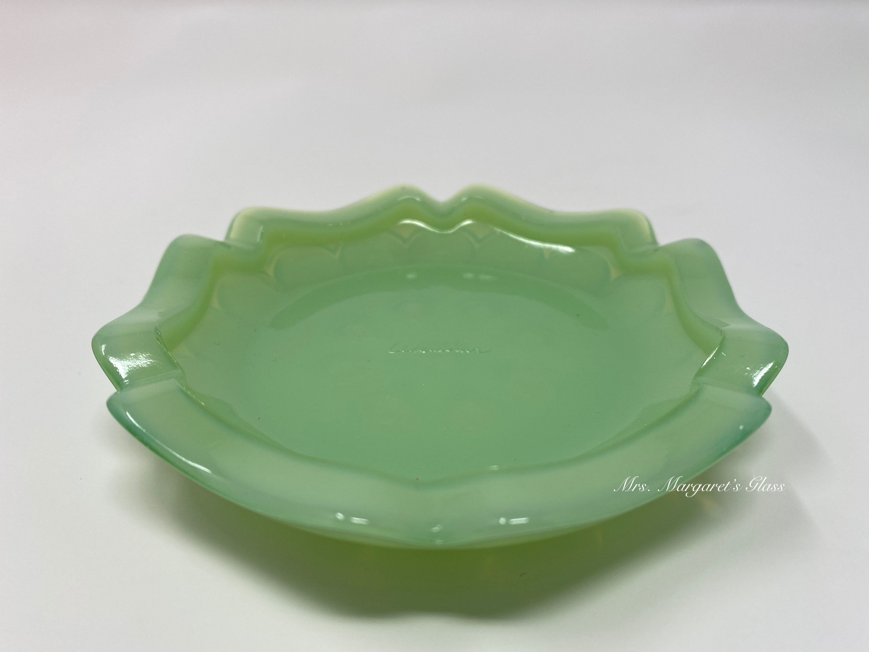 Weishar Glass Jadeite Uranium Glow Moon & Stars Coaster/ Etsy