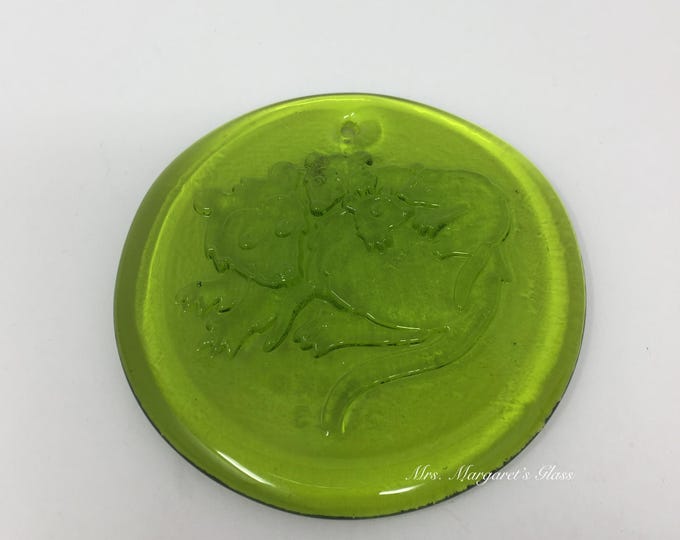 Blenko Olive Green Opossum Ornament/ Suncatcher