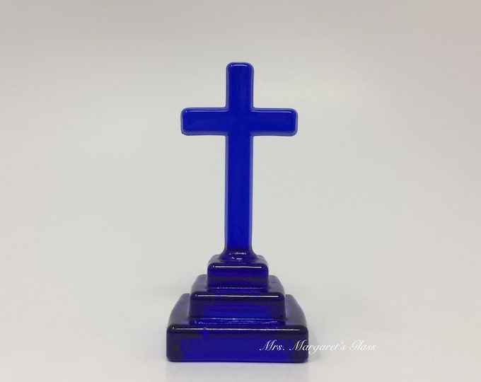 Mosser Glass Cobalt Blue Cross Figure