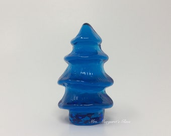 Blenko Glass Turquoise Blue Christmas Tree Figure