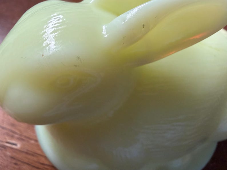 Mosser Glass Buttercream Uranium Yellow Bunny Rabbit on Basket - Etsy