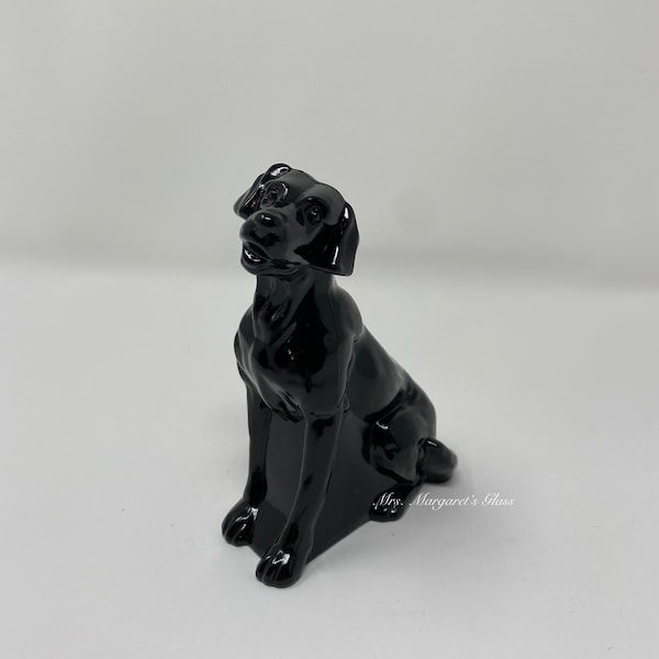 Glass Black Lab Dog Figure Etsy