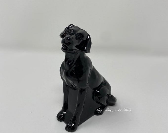 Mosser Glass Milk Black Labrador Retriever Dog Figure