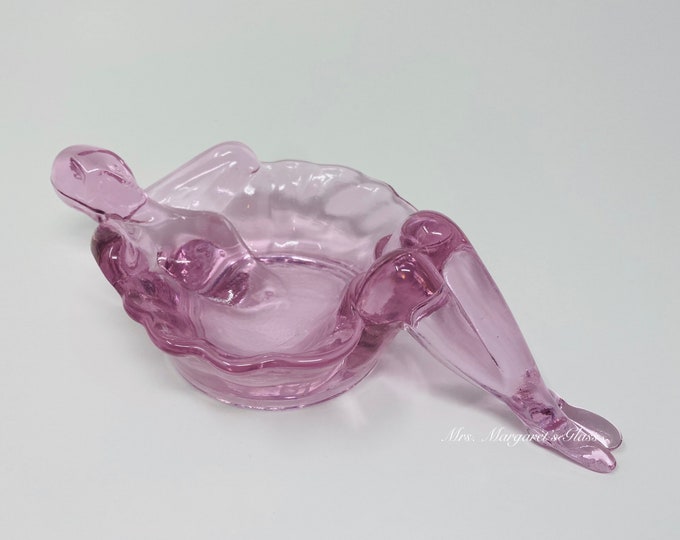Mosser Glass Passion Pink Bathing Beauty Soap/Trinket Dish