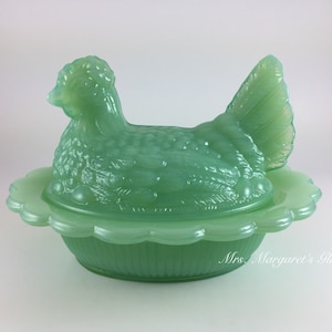 Mosser Glass Jadeite Hen on Nest