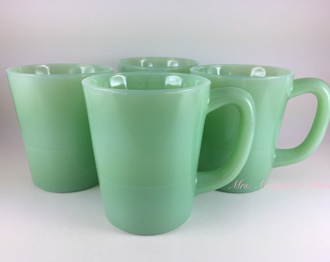 Set of Four. Mosser Glass Jadeite Mugs.