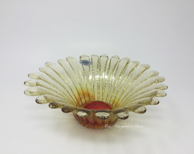 Blenko Glass Tangerine 847S Daisy Bowl
