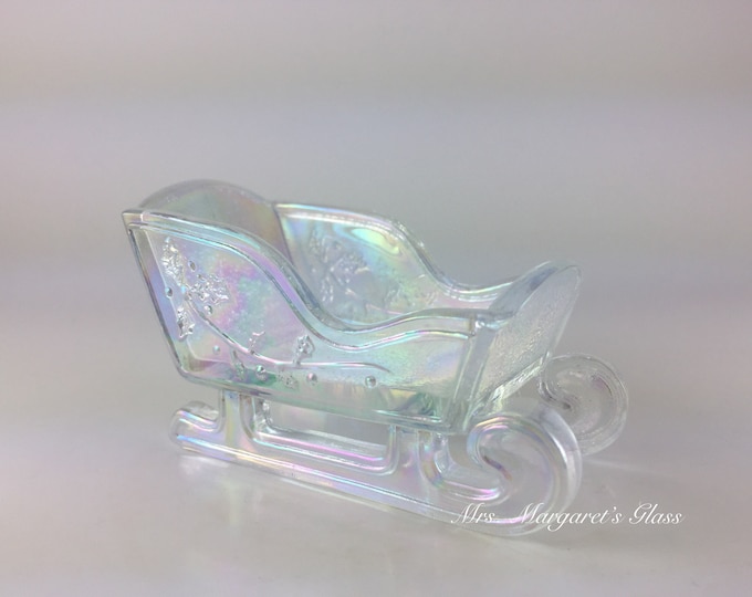 Mosser Glass Mini Crystal Clear Carnival Iridescent Sleigh